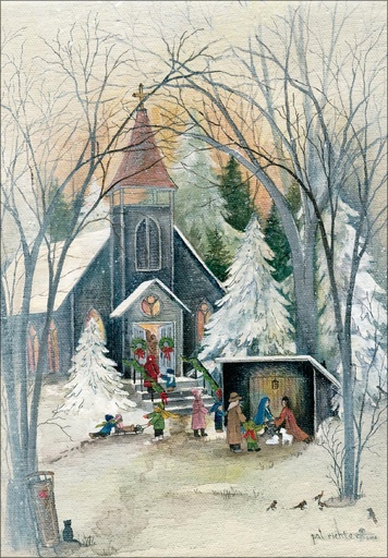 Church and Manger Scene, Box of Cards extra