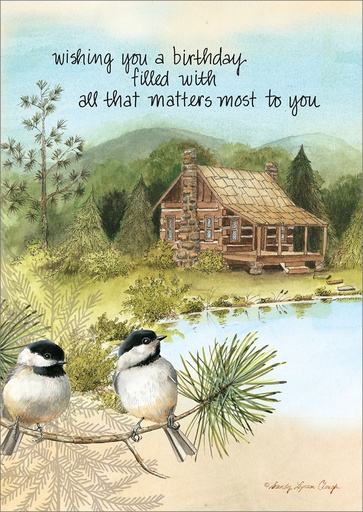 Mountain Cabin Birthday Card extra