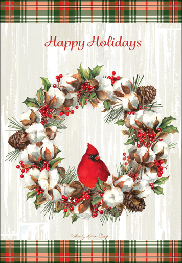 Cotton Wreath with Cardinal Christmas, Box of Cards extra