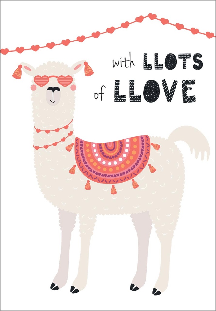 Llama Valentine's Day Card - V812 extra