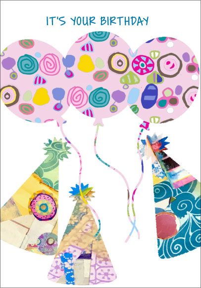 Balloons and Party Hats Birthday Card extra