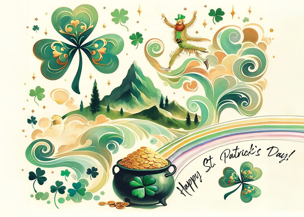 SP844666 - Leprechaun's Leap with Shamrocks St. Patrick's Day Card extra