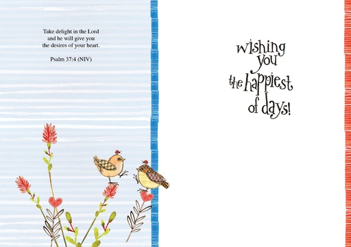 BR118C - Joyful Birds Birthday Card with Scripture extra