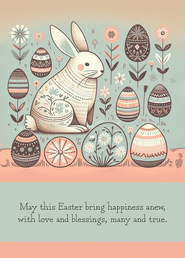 E44653 - Decorative Folk-Art Easter Bunny Card extra