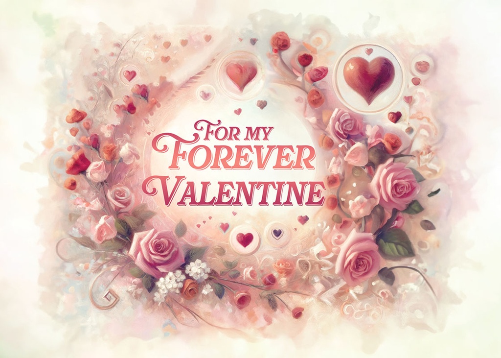 V844686 - Victorian Rose Wreath Valentine's Day Card - For My Forever Valentine extra