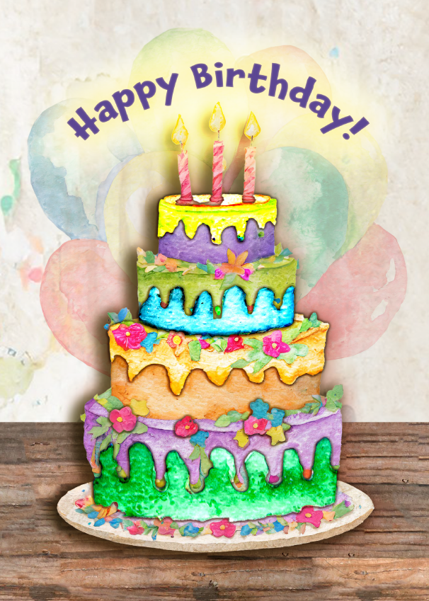 B129 -  Happy Birthday Celebrate with Cake extra