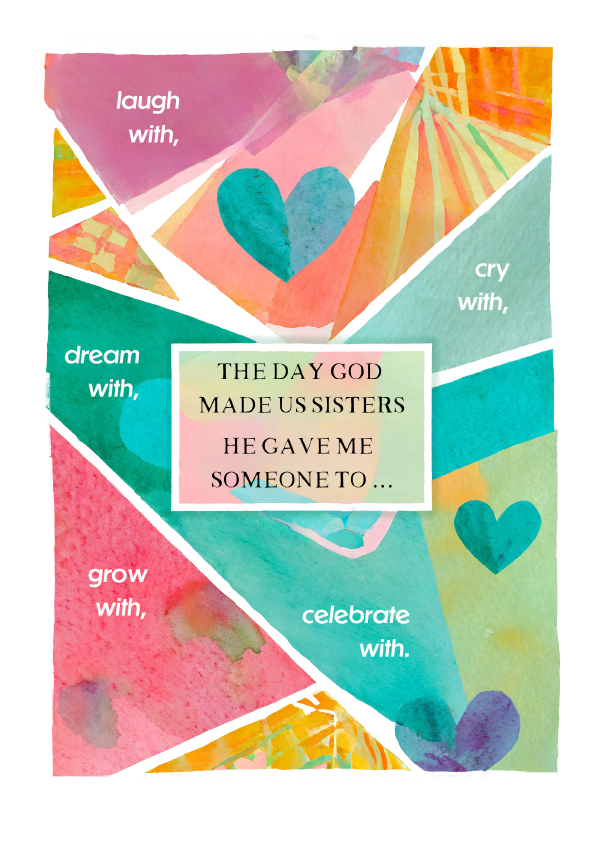 B134 The day God made us sisters Birthday Card extra