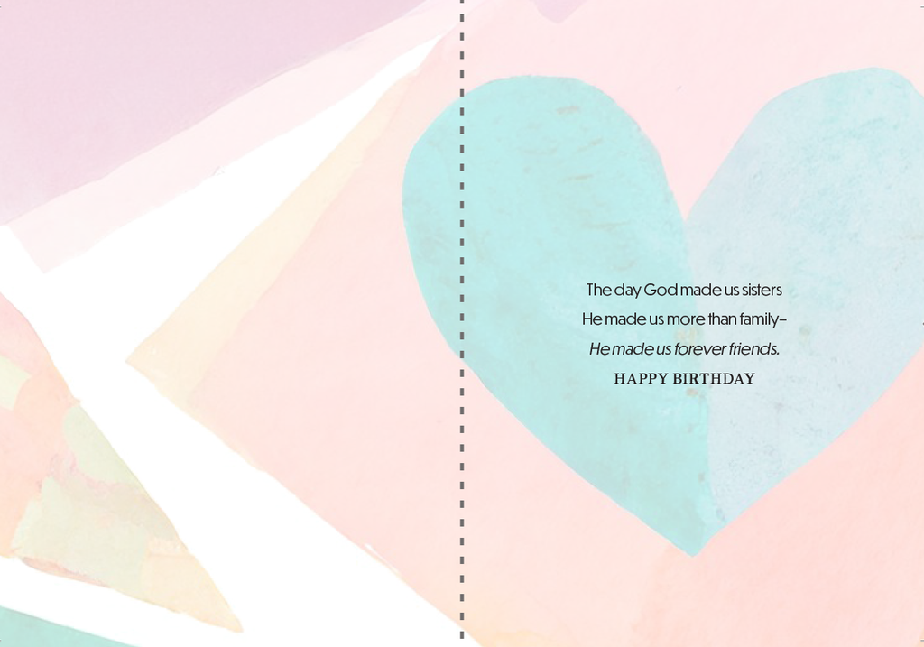 B134 The day God made us sisters Birthday Card extra