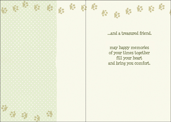 PU427 - Treasured Friend Pet Sympathy Cards extra