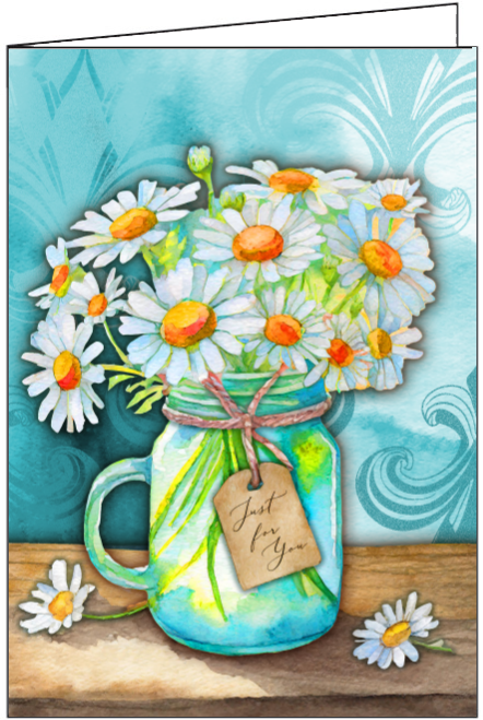 B115 Happy Birthday Daisies in Jar Greeting Card