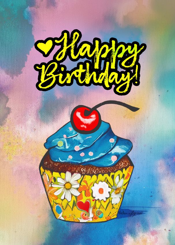 BA103 - Tie Dye Birthday Cupcake