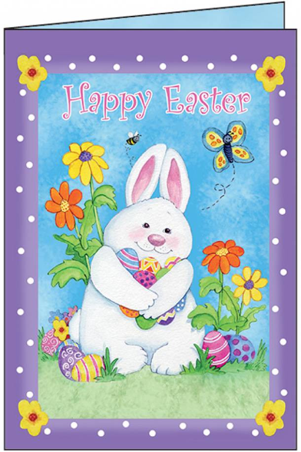 Bunny & Flowers Easter Card
