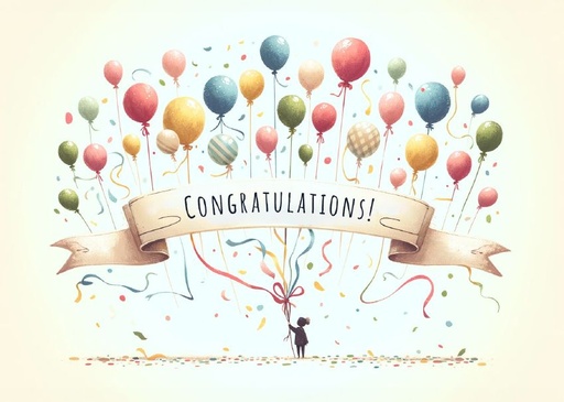 Congratulations Banner and Balloon Bouquet