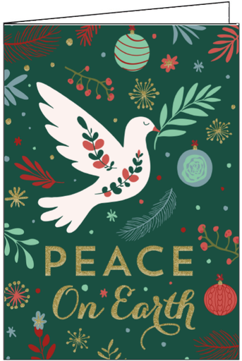 Glittery Metallic Gold Christmas Peace on Earth Card