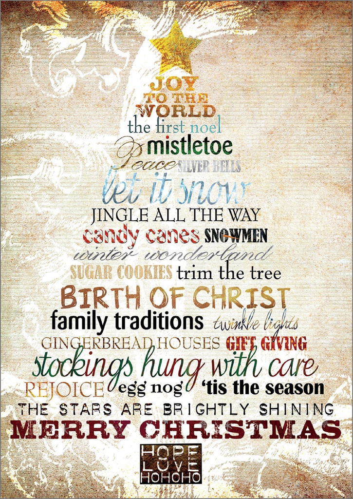 Christmas Word Tree, Box of Cards