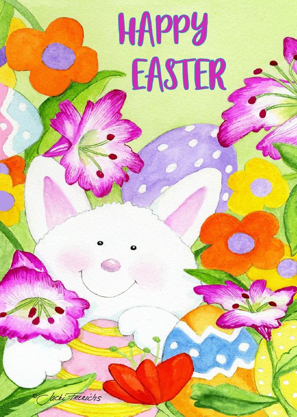 EJ703 - Easter Bunny with Flowers Card