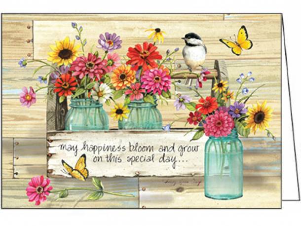Mason Jar Floral Birthday Card