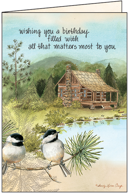Mountain Cabin Birthday Card