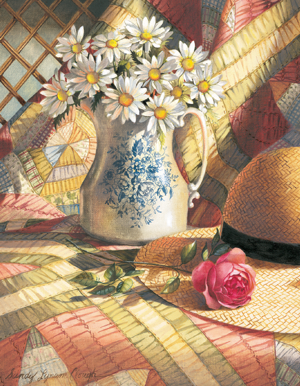 SC02 - 4.25 x 5.5 Daisies on Quilt Note Cards