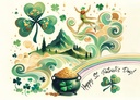 SP844666 - Leprechaun's Leap with Shamrocks St. Patrick's Day Card