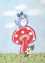 V7844689 - Valentine's Day Bird on a Mushroom