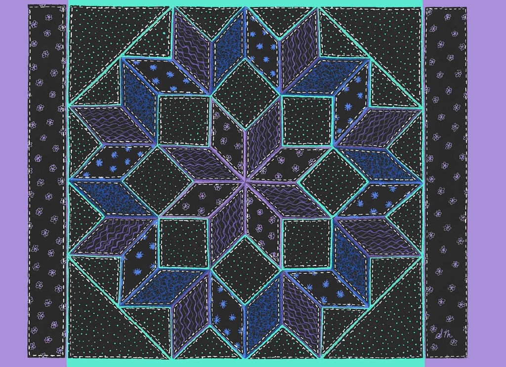 BBL05 - 3.5 x 5 Eight Pointed Star Quilt Block Note Cards