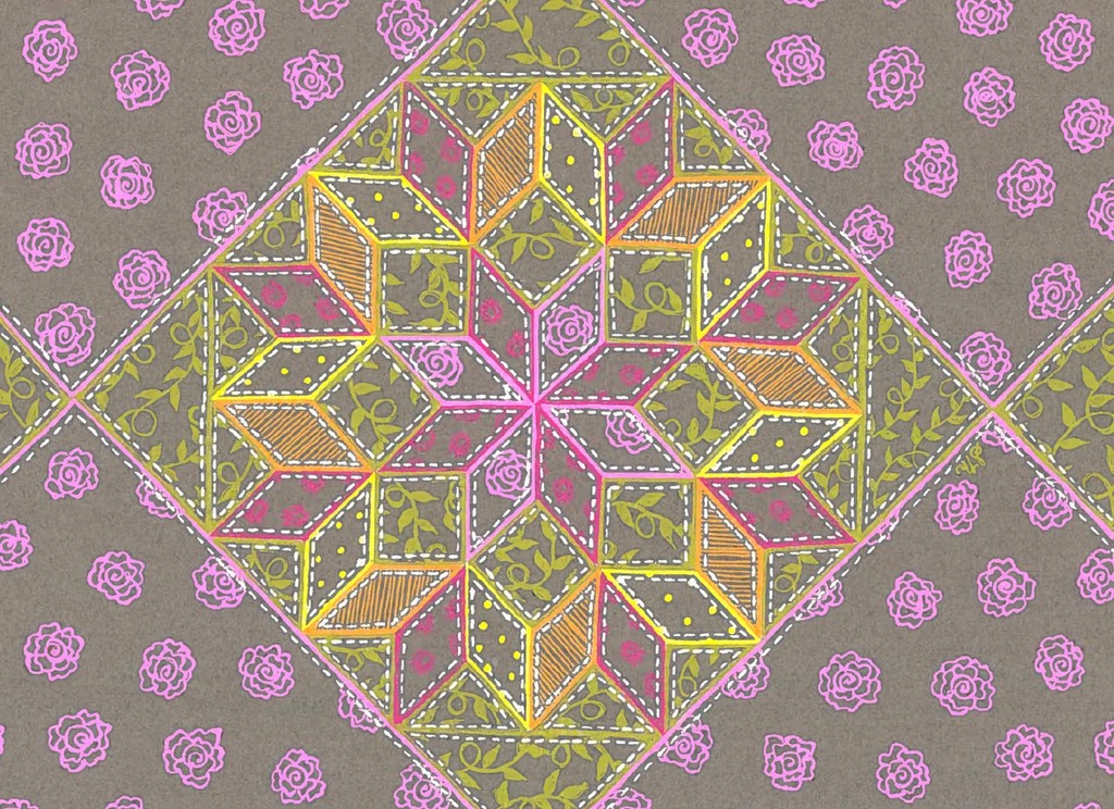 BBL06 - 3.5 x 5 Eight Pointed Star Quilt Note Cards