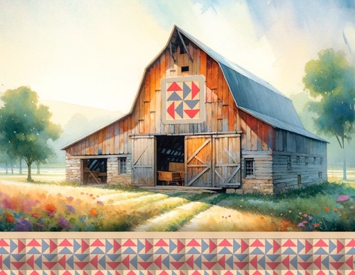 4.25 x 5.5 Flying Geese Quilt Square Barn