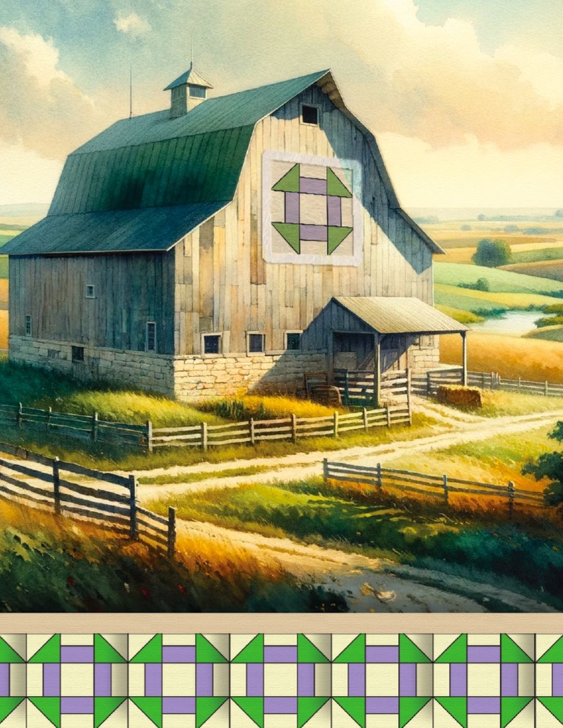 IT04 - 4.25 x 5.5 Churn Dash Quilt Square Barn