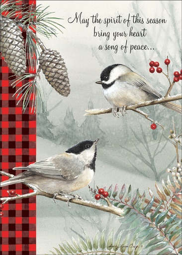 [C3719] C3719 - Chickadee Christmas Cards - Cello Pack of 10