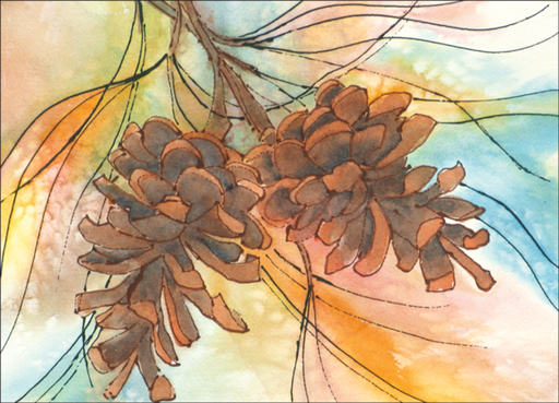 [KG04] Pine Cones Blank Note Cards-KG04