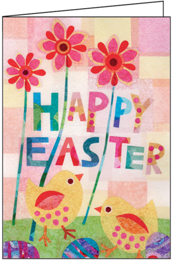 [E5701] Flowers and Chicks Easter Card