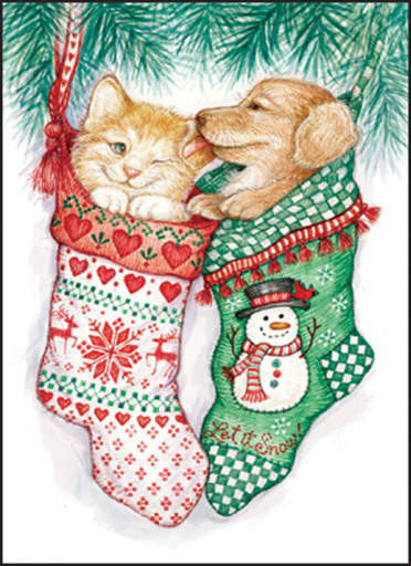 Dog and Cat Christmas Note Cards-MBL50