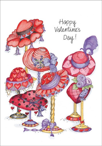 [V2820] Valentine's Day Cards Red Hat-V2820