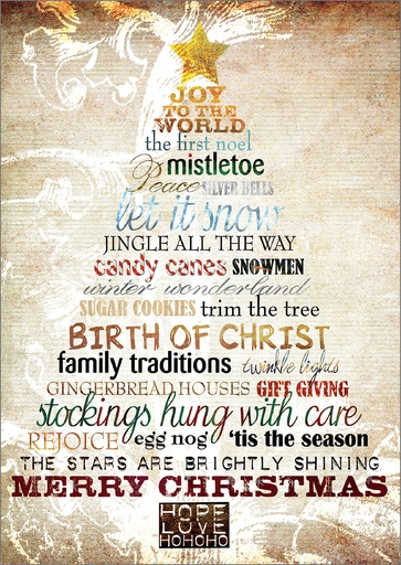 [CU712] Christmas Word Tree, Box of Cards