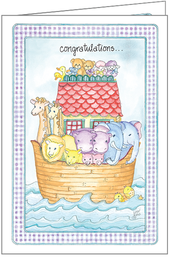 [BA2610] Noah's Ark Baby Greeting Card-BA2610