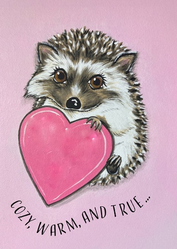 V7844685 - Hedgehog Valentine's Day Card - Cozy, Warm, and True
