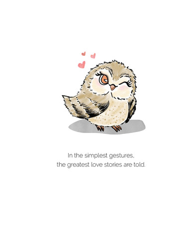 [V7844687] V7844687 - Whimsical Owl Valentine's Day Card with Hearts