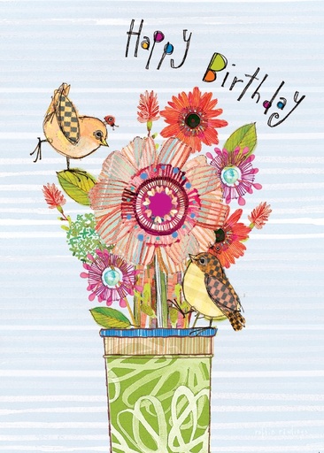 BR118C - Joyful Birds Birthday Card with Scripture