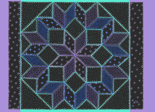 [BBL05] BBL05 - 3.5 x 5 Eight Pointed Star Quilt Block Note Cards