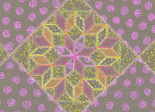 [BBL06] BBL06 - 3.5 x 5 Eight Pointed Star Quilt Note Cards