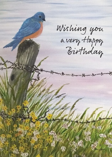 [BA102] BA102 - Happy Birthday Bluebird Card