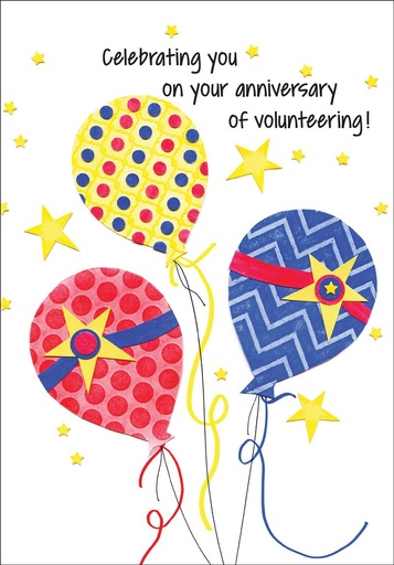 [AH465V] AH465V - Balloons Anniversary Card for Volunteers